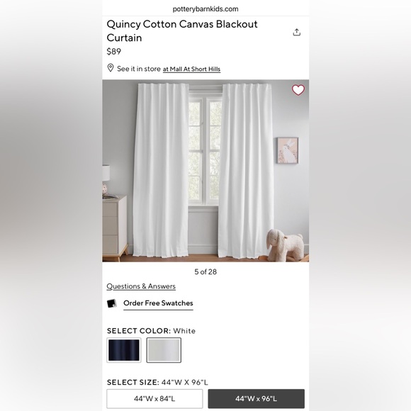 Pottery Barn Kids - Cotton Canvas Blackout Curtain - 44”x 96” - 5 panels - Picture 2 of 4